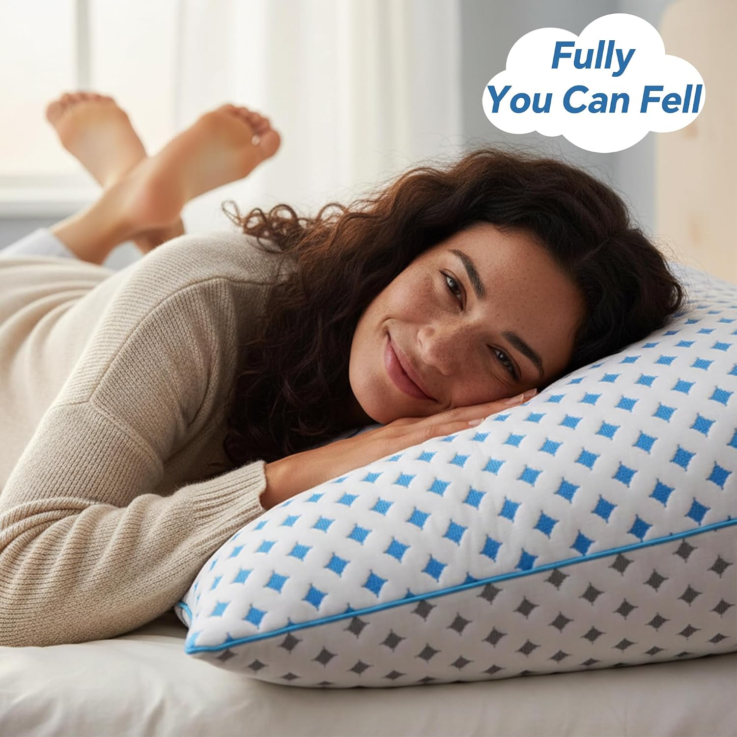 Queen Pillow 1 Pack, Cooling Shredded Memory Foam Pillow - Image 9
