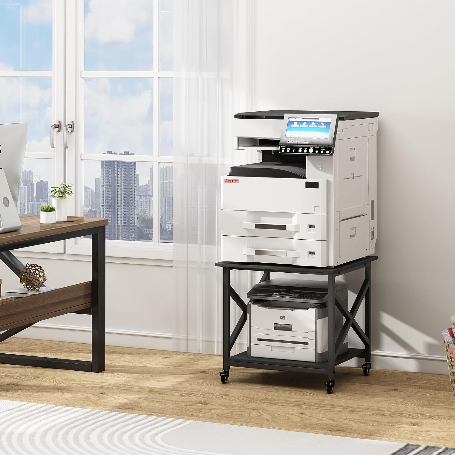 Fannova 2 Tier Large Printer Stand 23.6"x23.6"x22.6" with Storage Shelf - Image 2