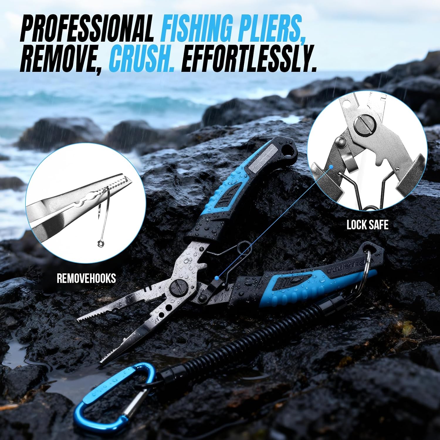 PLUSINNO 9PCS Fishing Gear, Fishing Tools with Tools Bag, Fishing Accessories, Corrosion Resistant Fishing Pliers Kit, Fishing Knife, Fish Lip Gripper, Fishing Scale, Towel, Fishing Gifts for Men - Image 3