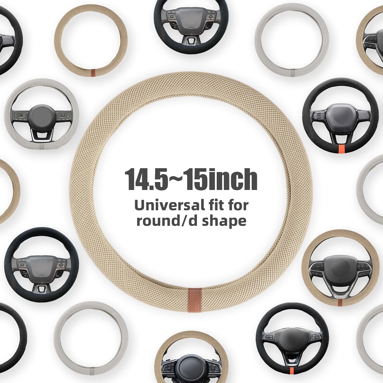 15" Silicone Steering Wheel Cover, Non-Slip Thermoregulating for All Season - Image 7