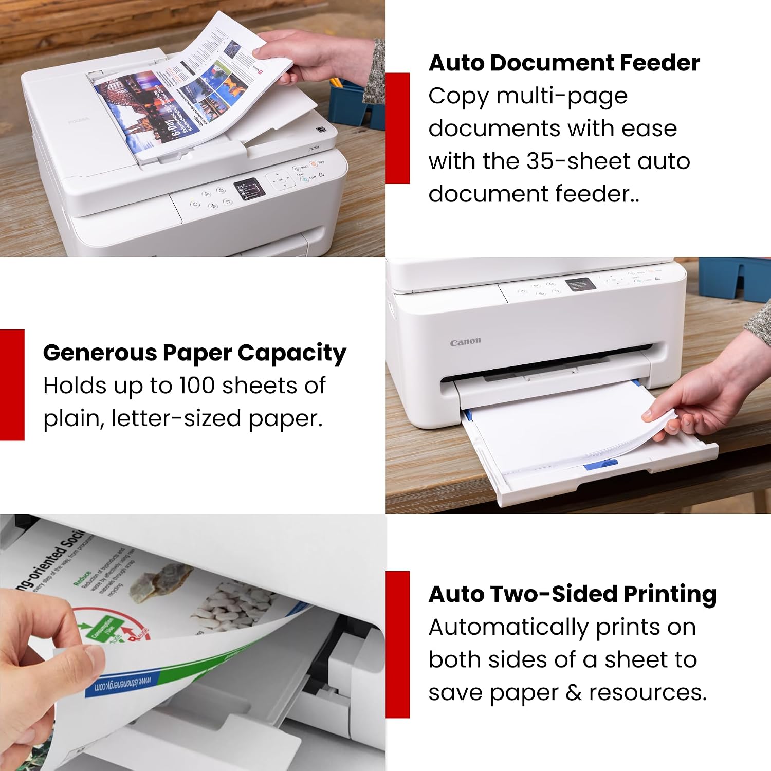 Canon PIXMA TR7120 Wireless Color Inkjet Printer, Duplex Printing, White – Home Printer with Copier/Scanner, Auto Document Feeder, Compact Design, Intuitive Control Panel - Image 3