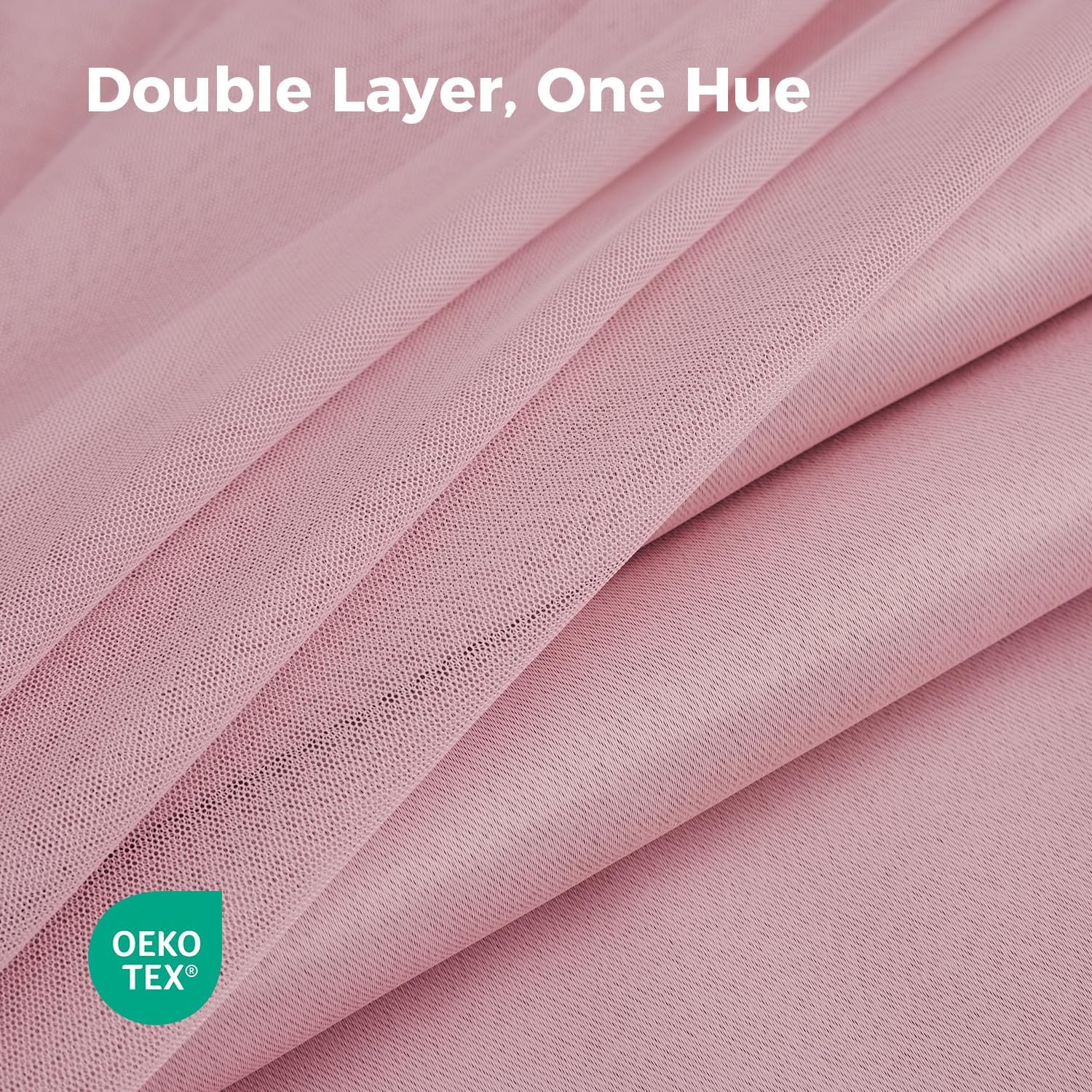 100% Blackout Curtains for Bedroom, Double Layer Pink 84" L - Image 4