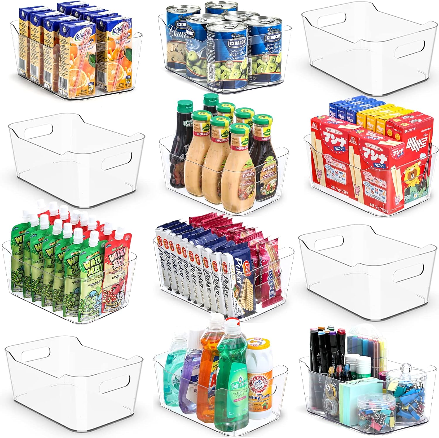 12 PACK Multi-Use Clear Storage Bins, Pantry Kitchen Cabinet Organizer Bins - Image 9