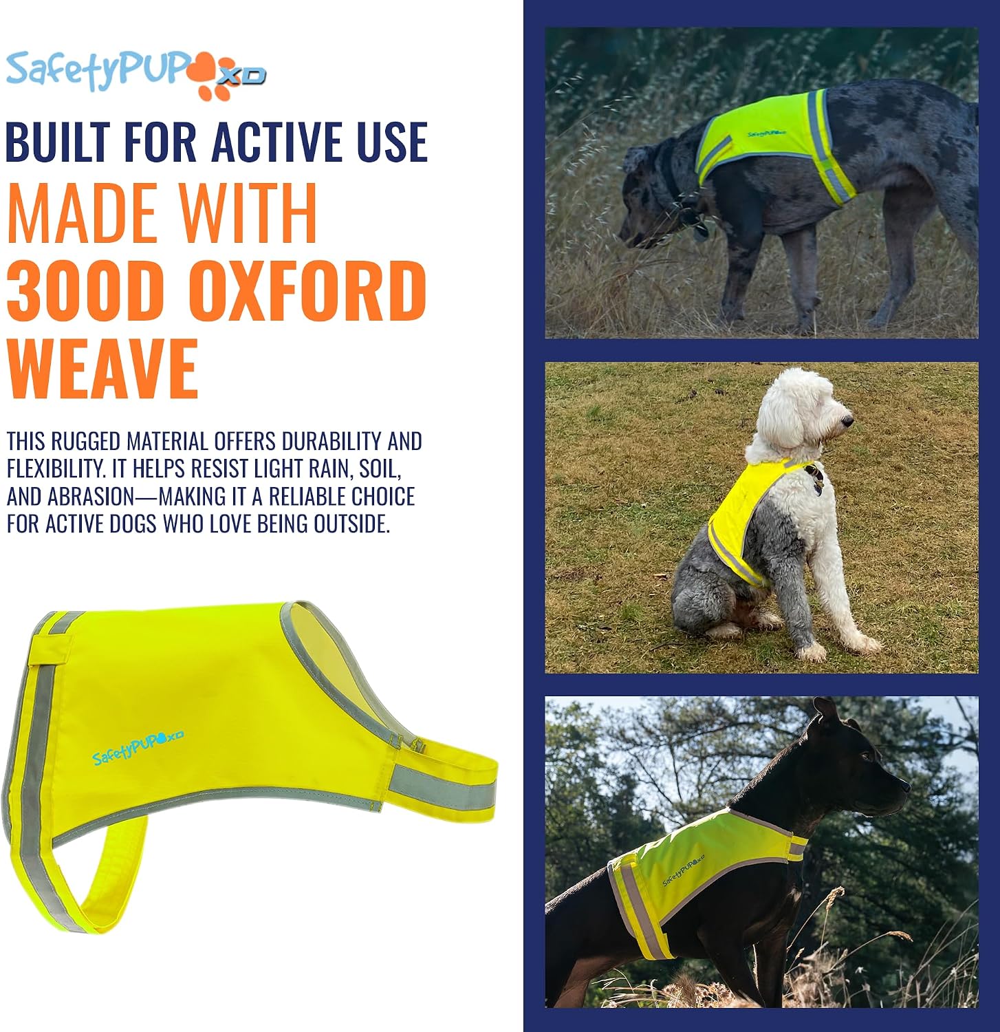 SafetyPUP XD Lite Dog Vest. Coverage to Mid Back. Reflective Hi Visibility Fluorescent Yellow Fabric Helps to Keep Them in Sight and Safe On and Off Leash. - Image 5