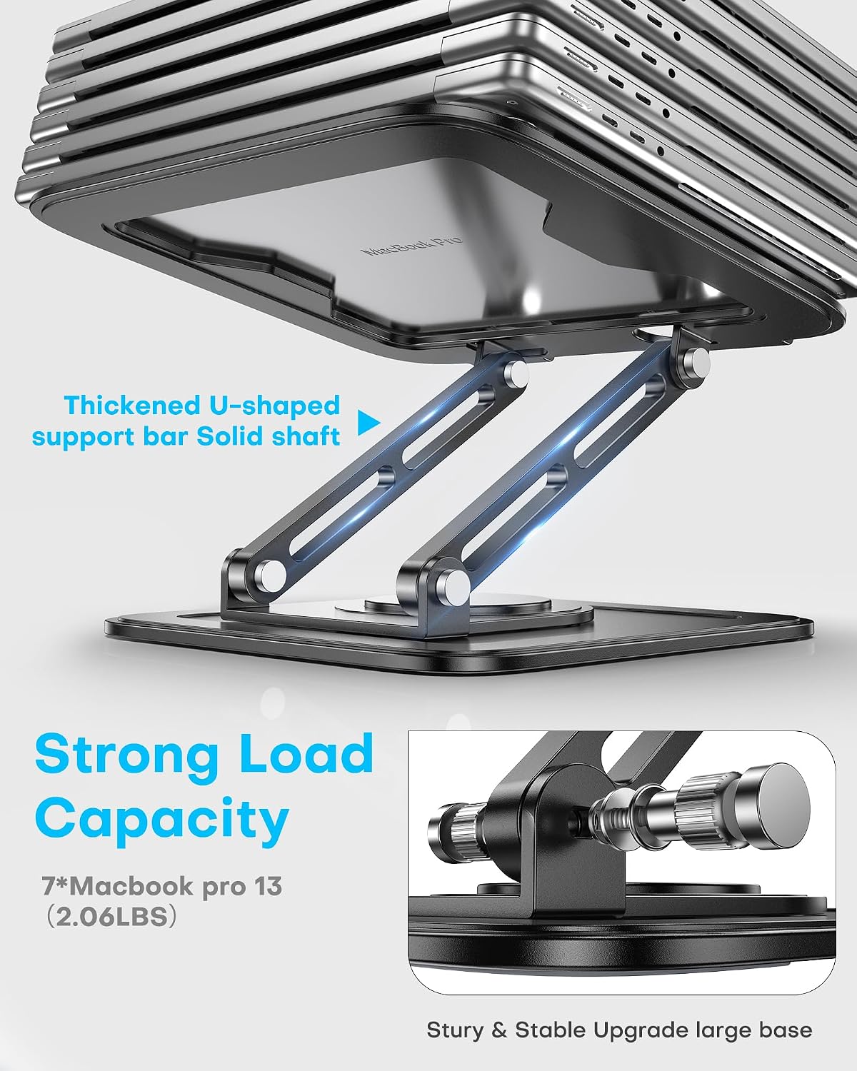LOXP Adjustable Laptop Stand, Computer Stand with 360 Rotating Base - Image 6