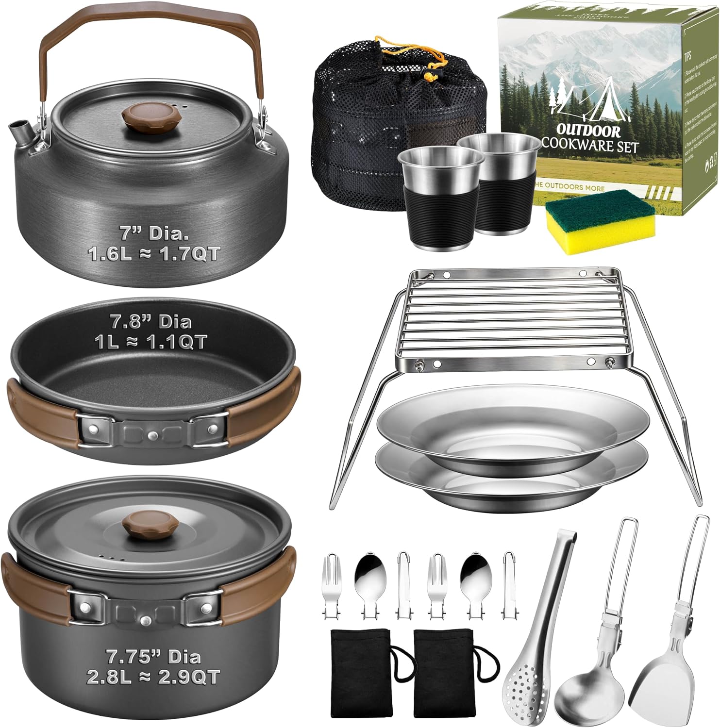 18Pcs Camping Cookware Cooking Set,...