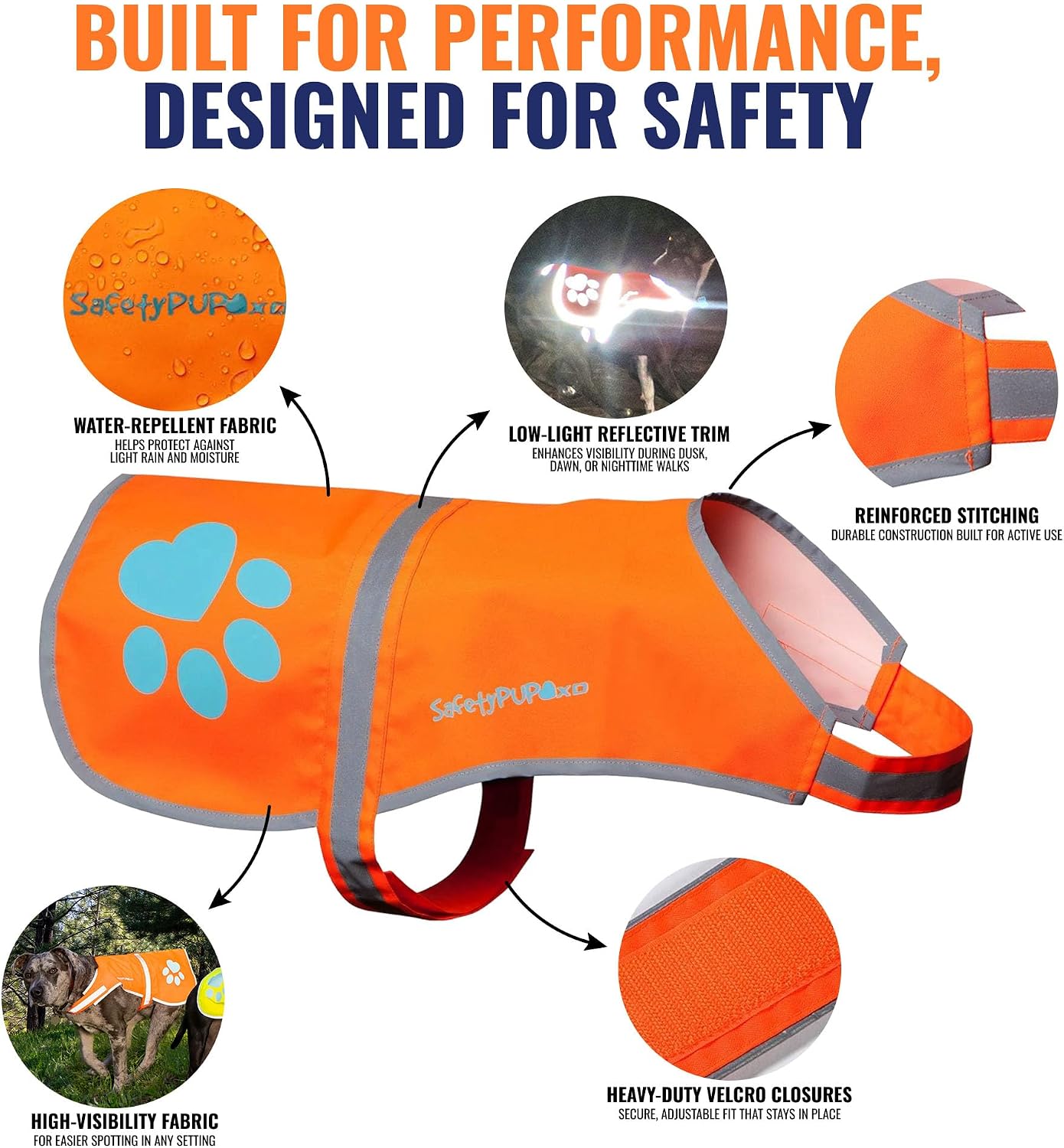 Blaze Orange Dog Vest. Reflective High Visibility in Hunting & Wooded Areas - Image 5