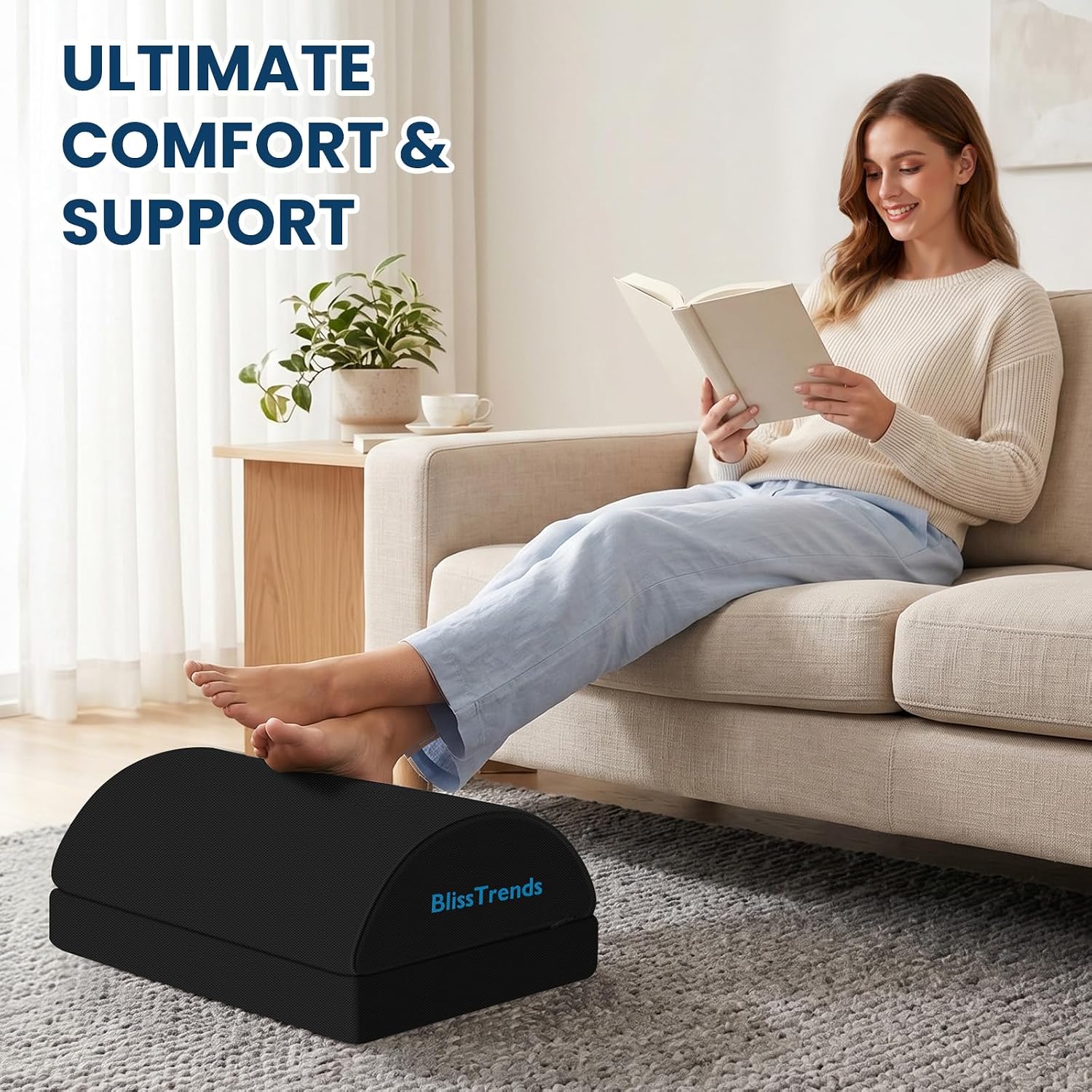 BlissTrends Foot Rest Under Desk, Foot Stool with 2 Adjustable Heights - Image 6