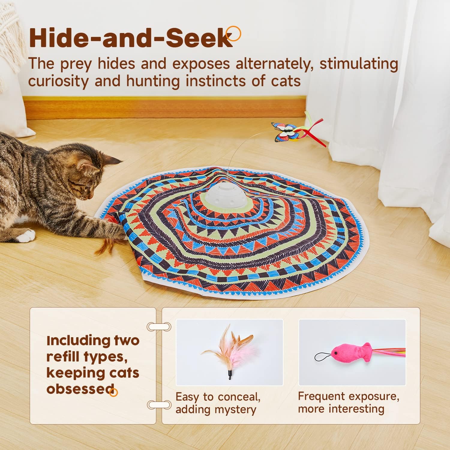 Potaroma Cat Toys Chargeable, 3in1 Hide and Seek, Interactive Fun - Image 3