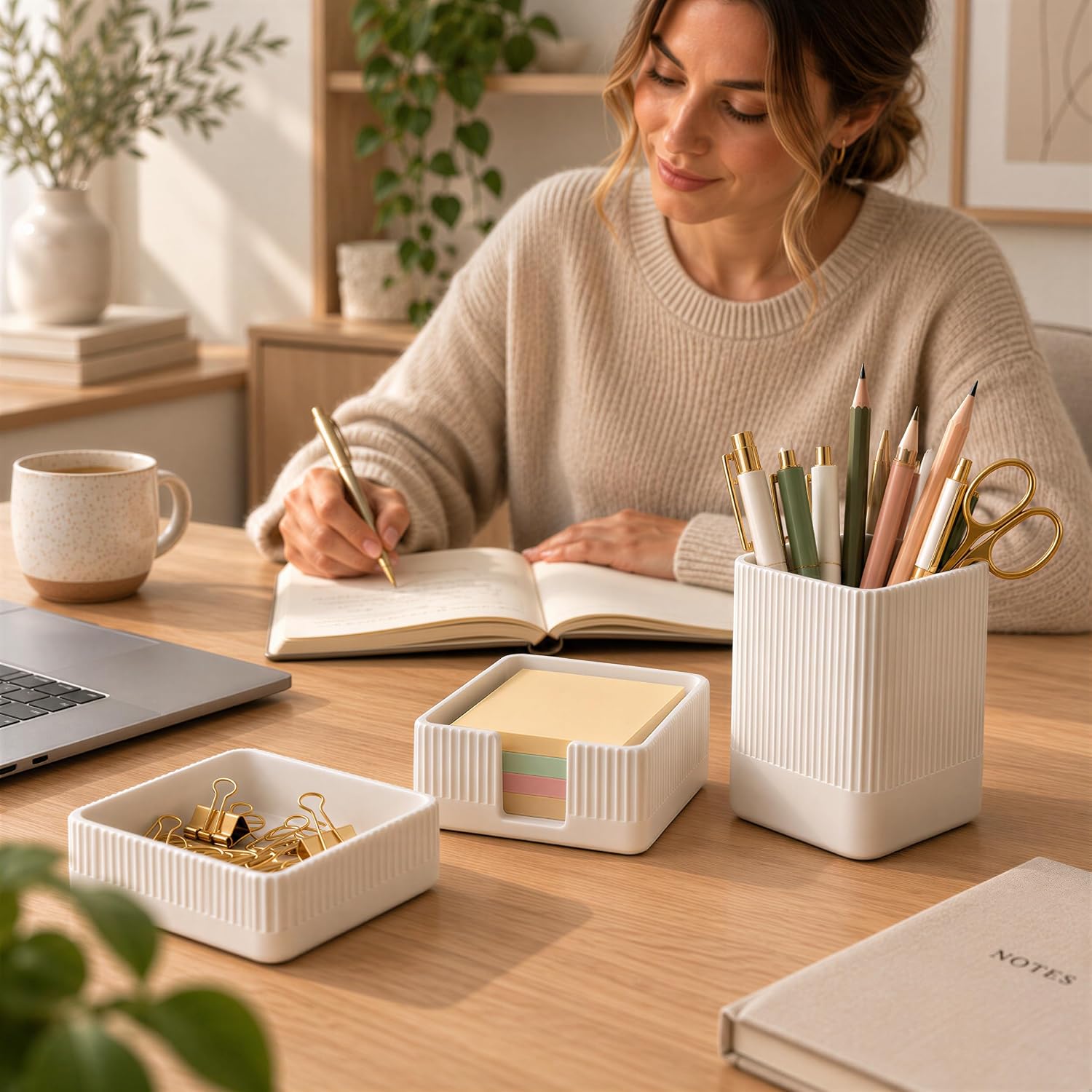 Aesthetic Desk Organizer Set of 3 - Sturdy Concrete Office Accessories - Image 3