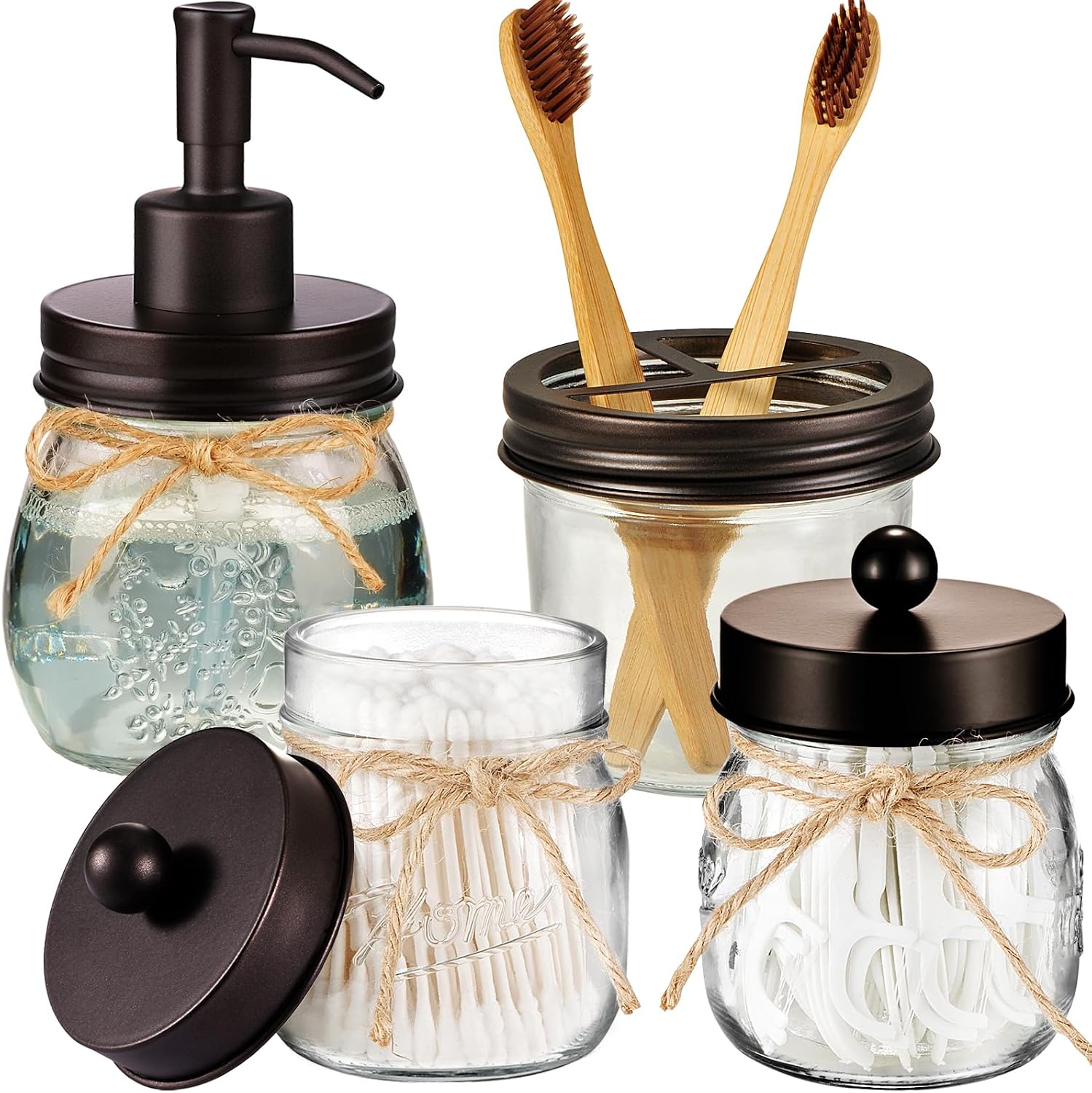 Amolliar Glass Mason Jar Bathroom A...