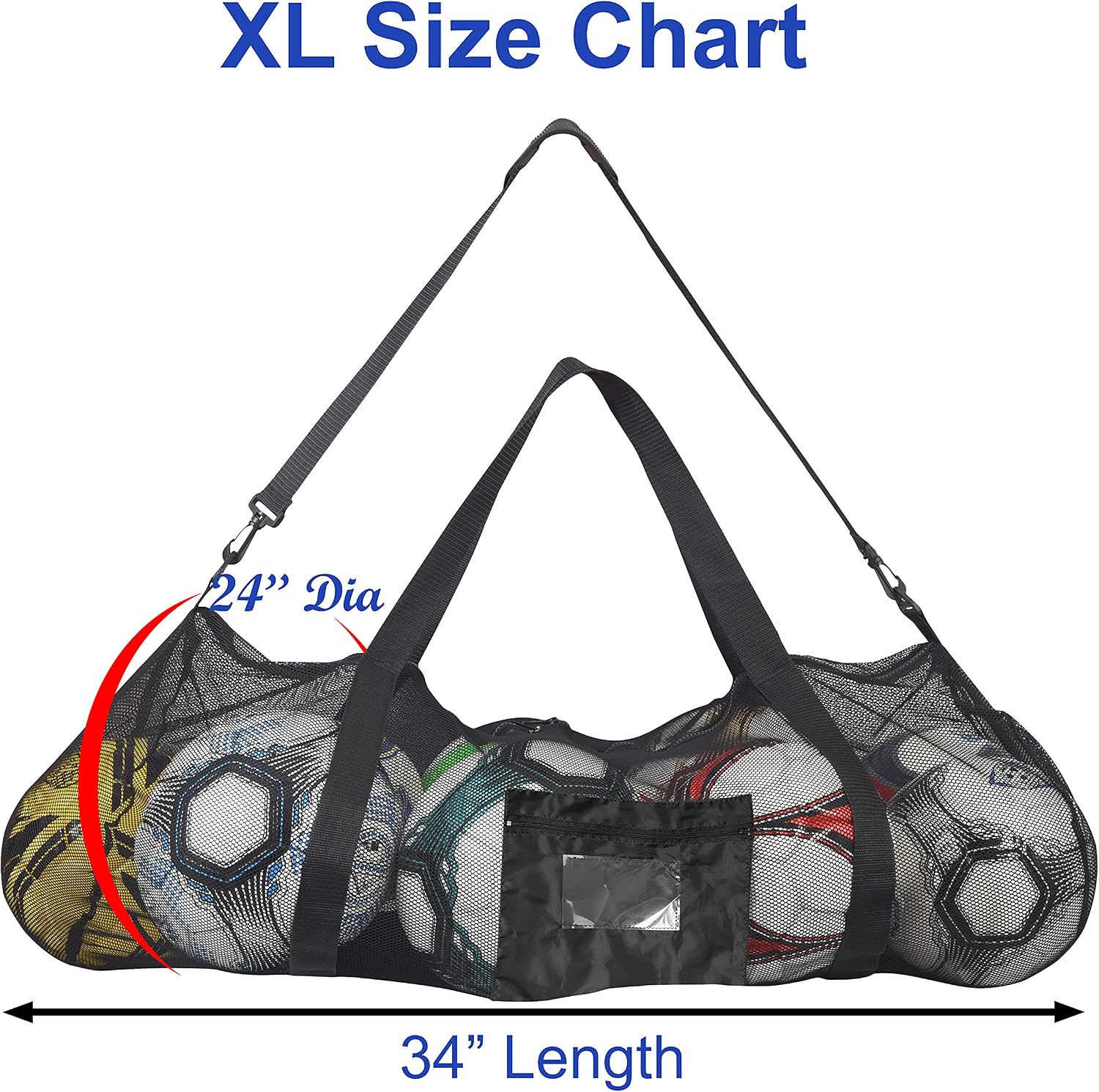 Athllete Extra-Large Heavy-Duty Soccer Ball Bag (34” X 24”) with Shoulder Strap, Basketball Duffel Bag, Mesh Bags with Drawstrings, Heavy Duty Ball Bag, Ball Bags, Dive Bag, Sports Equipment Bag - Image 8