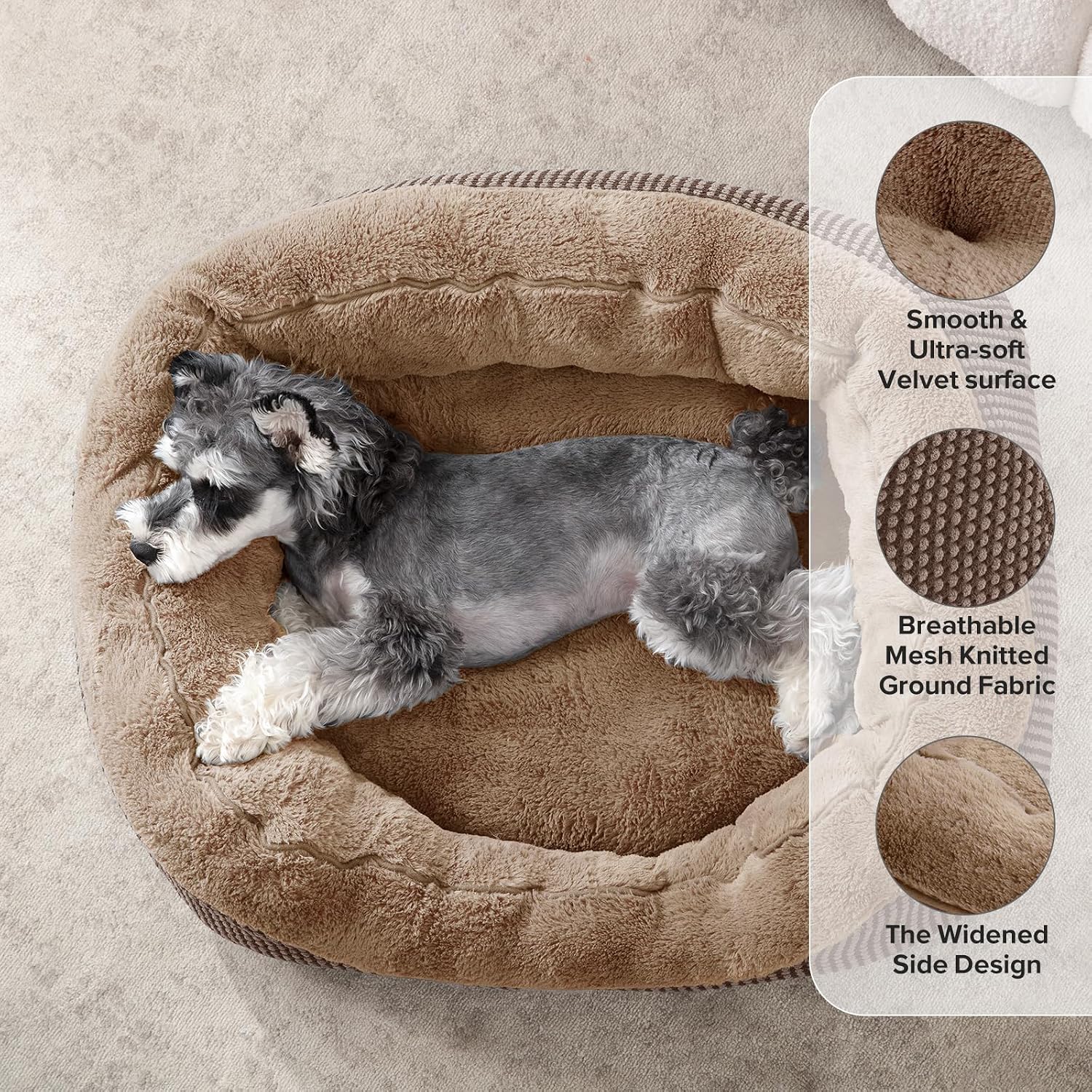 INVENHO Small Dog Bed Washable Orthopedic Calming Warming Durable Pet Bed with Anti-Slip Bottom - Image 2