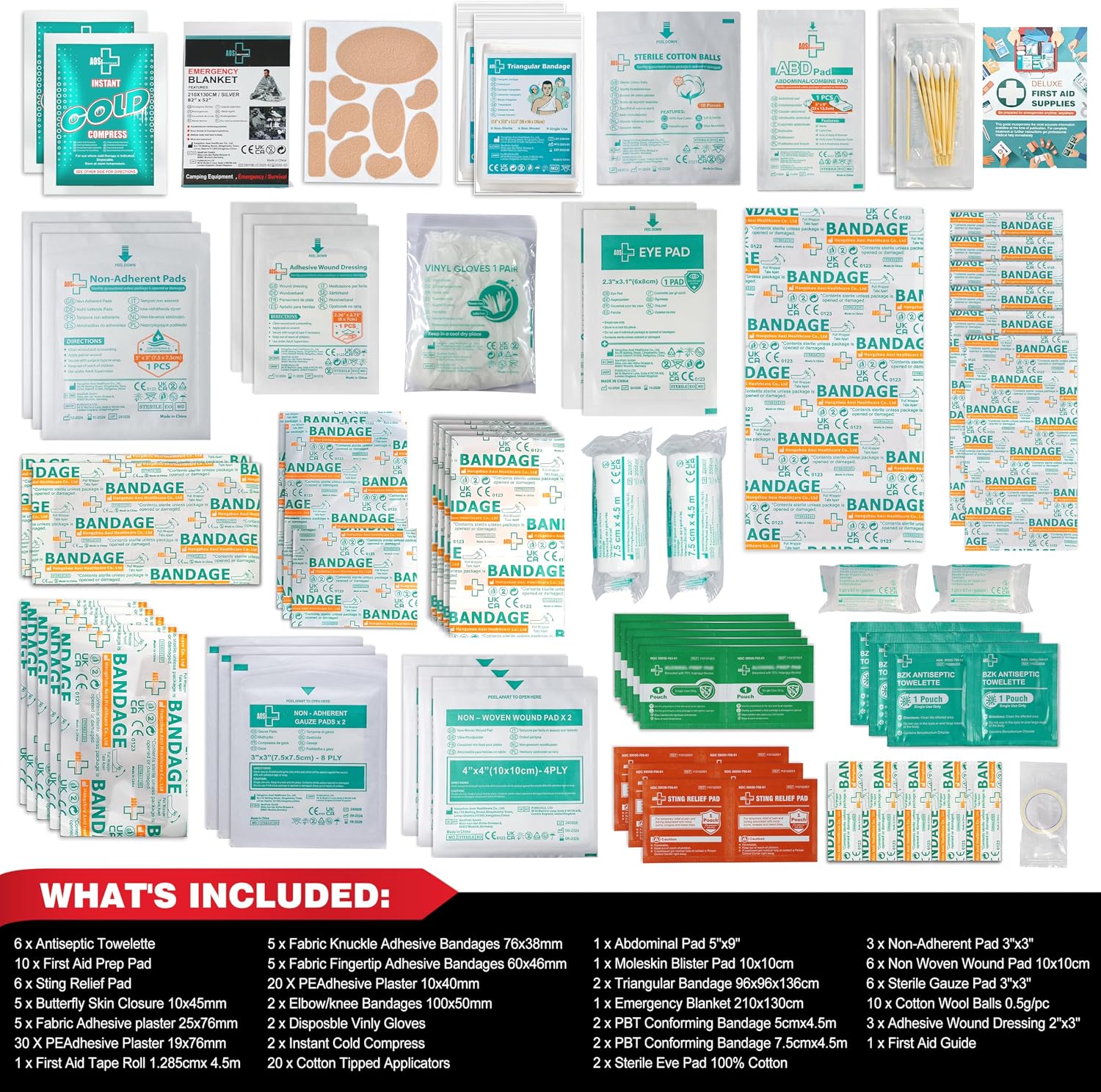 General Medi 160 Piece First Aid Kit Bag Refill Kit - Includes Instant Cold Pack, Bandages,Emergency Blanket, Moleskin Pad, Gauze - Extra Replacement Medical Supplies for First Aid - Image 3