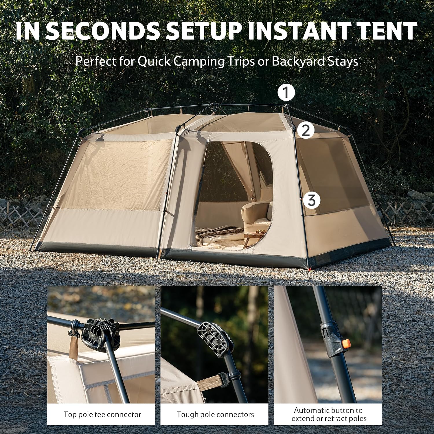 Naturehike Village Lite Camping Tent, 60S Easy Setup Instant Tents for Camping, Double Layer 4/8 Person Tent with with Full Rainfly - Image 6