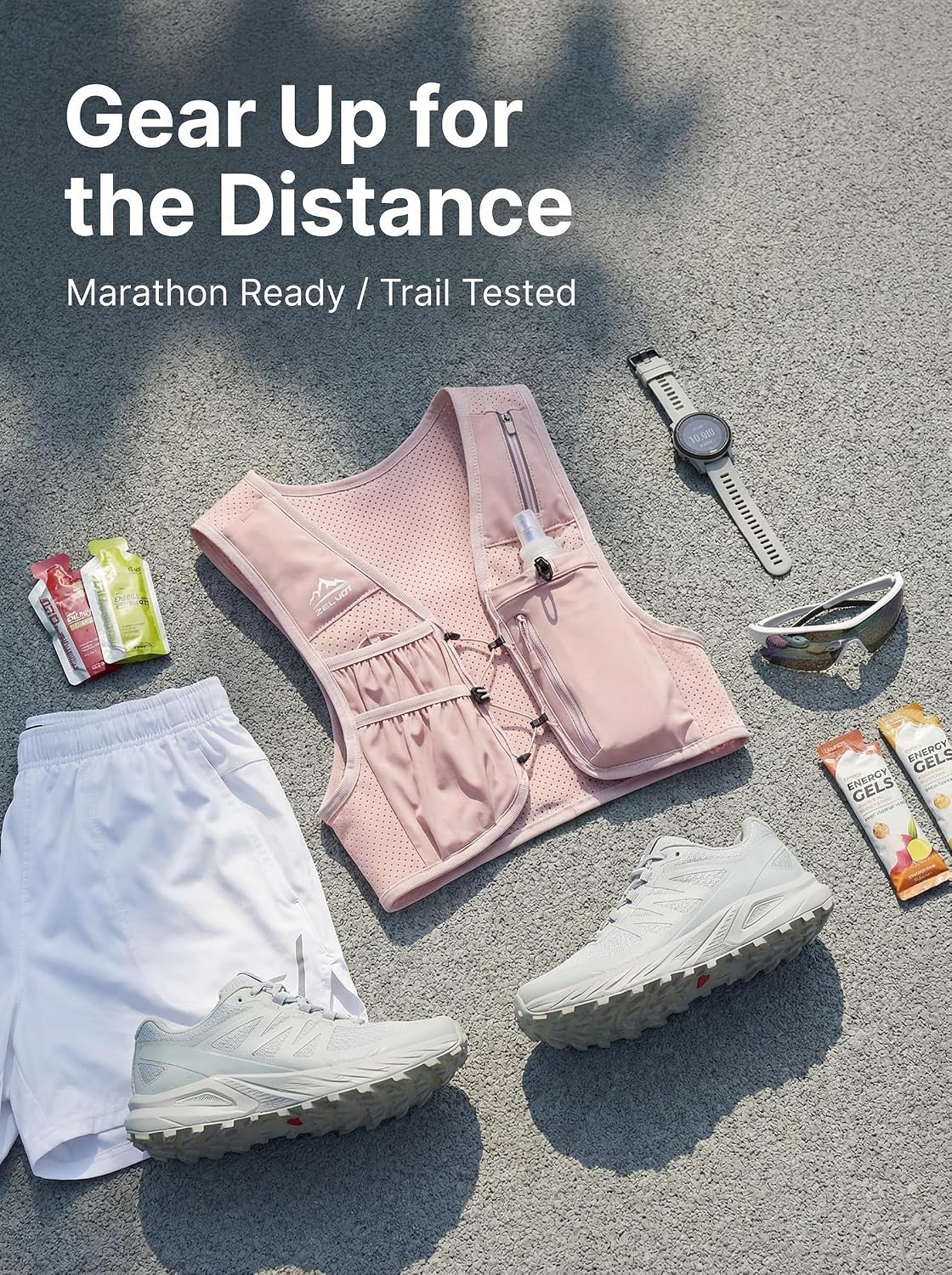 Zelvot Running Vest for Women Men, US Patent, Adjustable Chest Straps Running Hydration Vest with 500ml Soft Flask, Lightweight Reflective Hydration Backpack for Marathon - Image 6