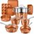 GOTHAM STEEL HAMMERED 15 Pc Titanium Ceramic Cookware Set, Copper