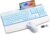 White Keyboard and Mouse Wireless Combo, 4000mAh Rechargeable Backlit Quiet Keyboards mice Set, USB Ergonomic Key Board with Wrist Rest & Phone Holder for PC, Mac, Windows, Natural Soft Typing