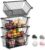 4 Pcs Stackable Wire Baskets Pantry Organizers and Storage Bins,Black