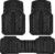 CAR PASS Heavy Rubber Car Floor Mats, Deep Waterproof Car Mats All Weather, Universal Trim-to Fit Automotive Floor Mats for Car SUV Truck Van, Durable Floor Liners Solid Black